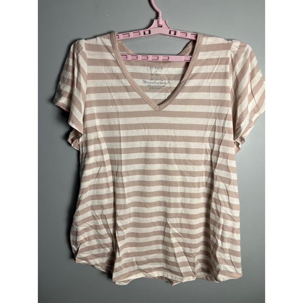 NWT Torrid Girlfriend Heritage Slub V-Neck Flutter Sleeve Tee‎ 3X - Picture 7 of 9